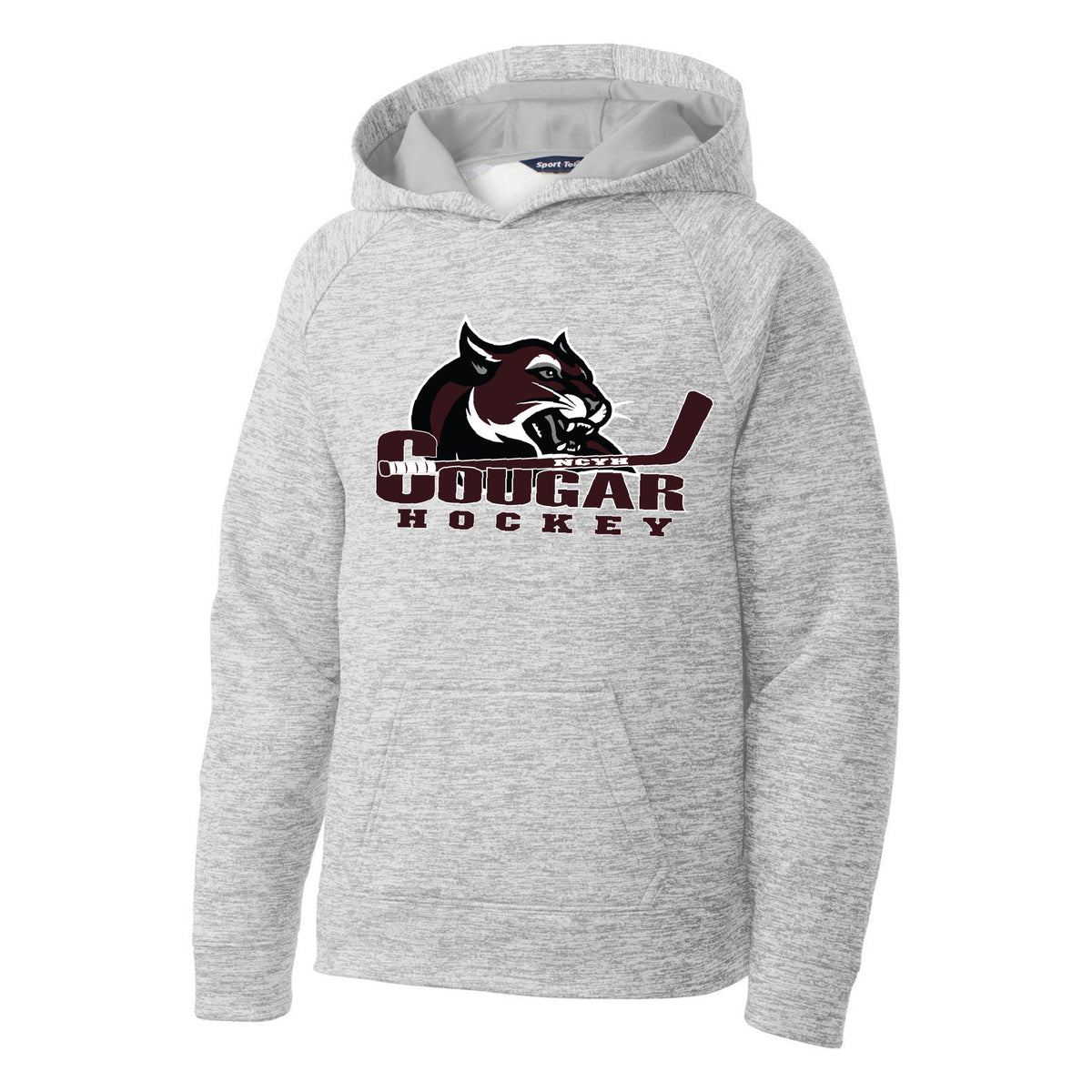Sport-Tek Youth PosiCharge Electric Heather Fleece Hooded Pullover — Silver Electric, front