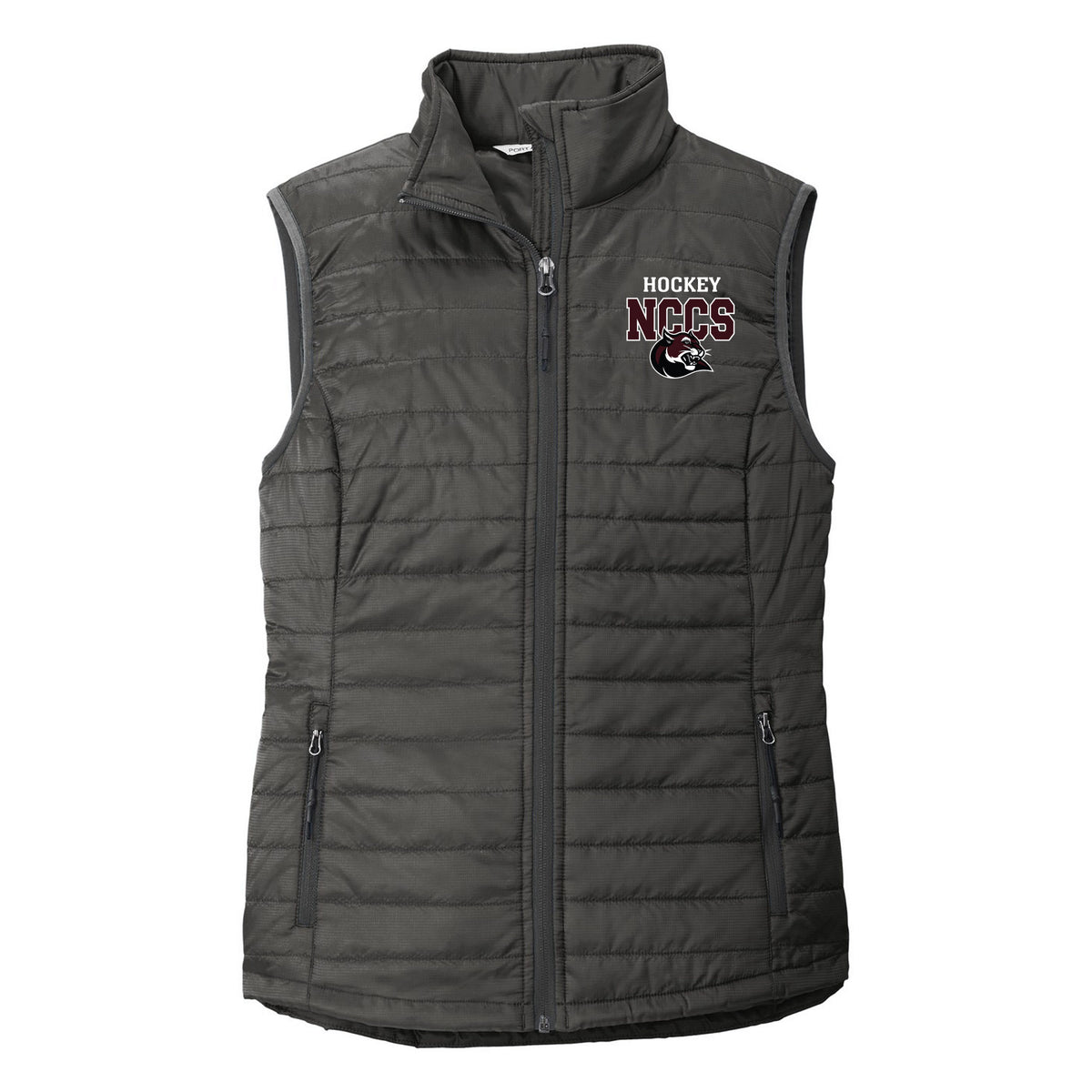 Port Authority Women's Packable Puffy Vest — Sterling Grey/ Graphite, front