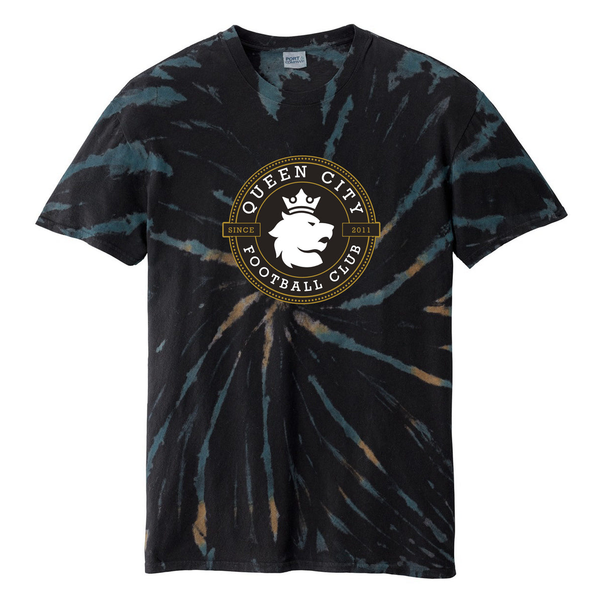Port & Co Tie-Dye Tee — Black Galaxy Spiral, front