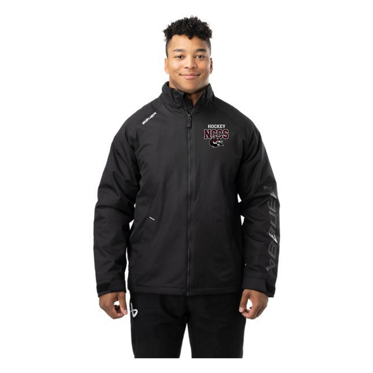 Cougars BAUER S24 TEAM MIDWEIGHT JACKET SR-BLACK — Black, front