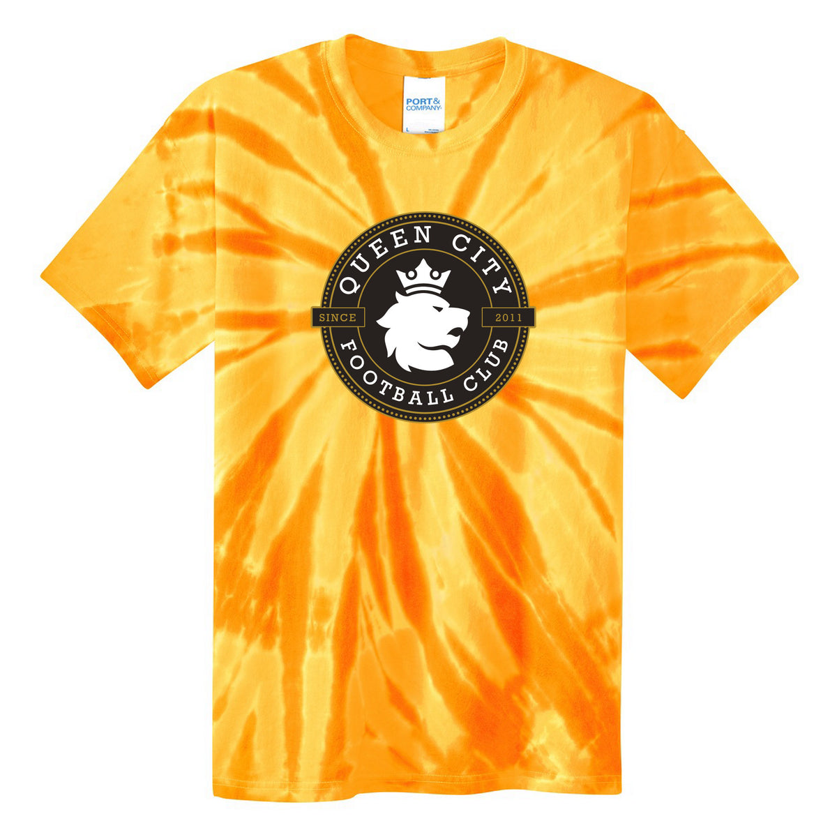 Port & Co Youth Tie-Dye Tee — Gold, front