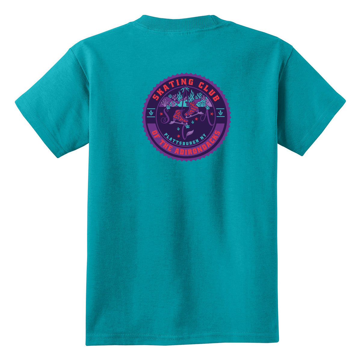 Youth Core Cotton Tee — Bright Aqua, back