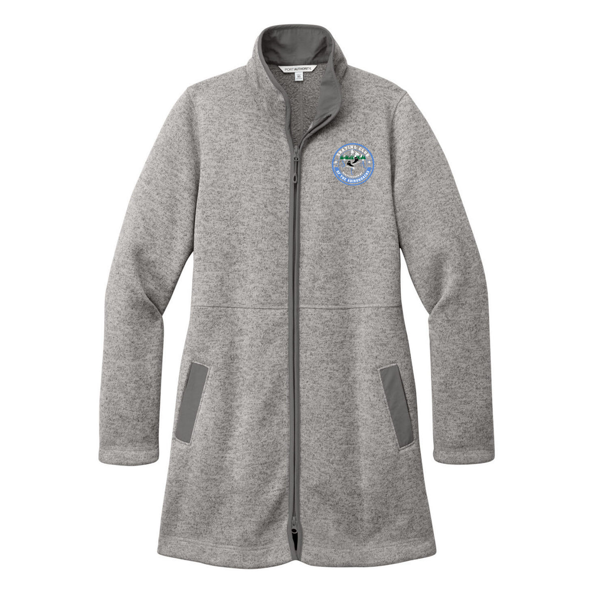 Port Authority Women's Arc Sweater Fleece Long Jacket — Deep Smoke Heather, Logo 1, front