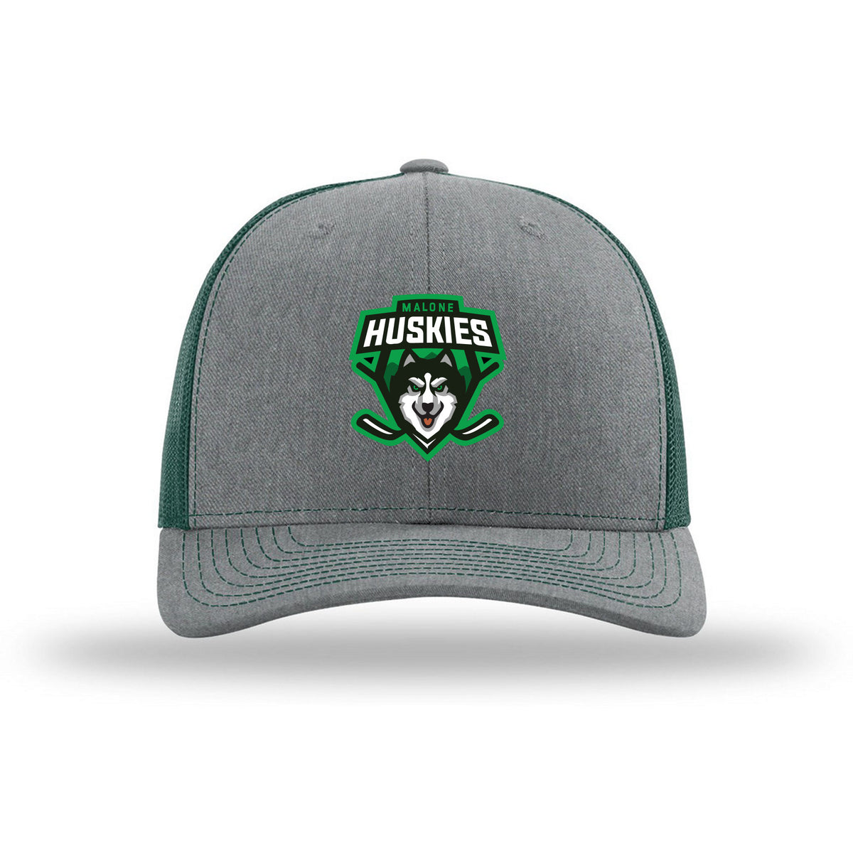 Richardson Trucker Cap — Heather Grey/ Dark Green, front