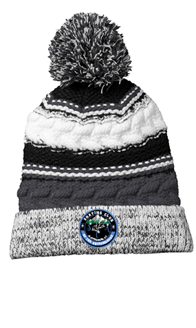 Pom Pom Beanie with Embroidered Logo