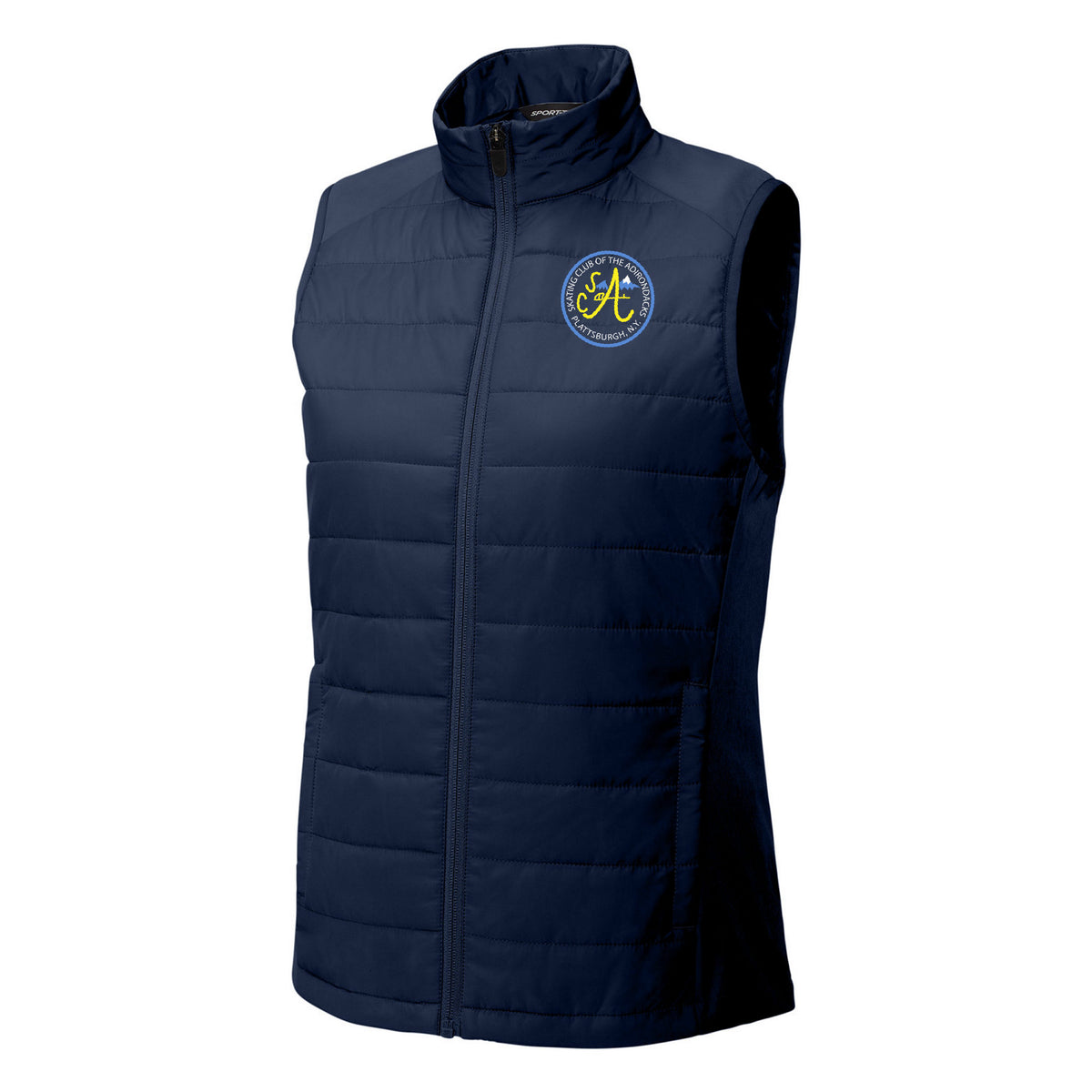 Women's Teknical Hybrid Vest — True Navy, Logo 2, front