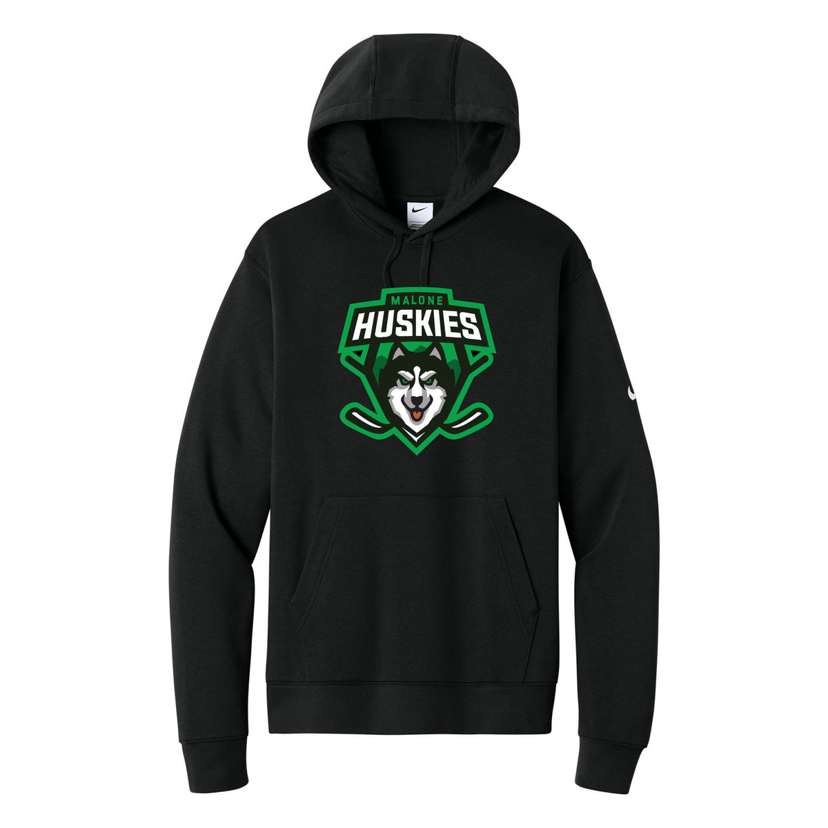 Nike Club Fleece Sleeve Swoosh Pullover Hoodie — Black, front