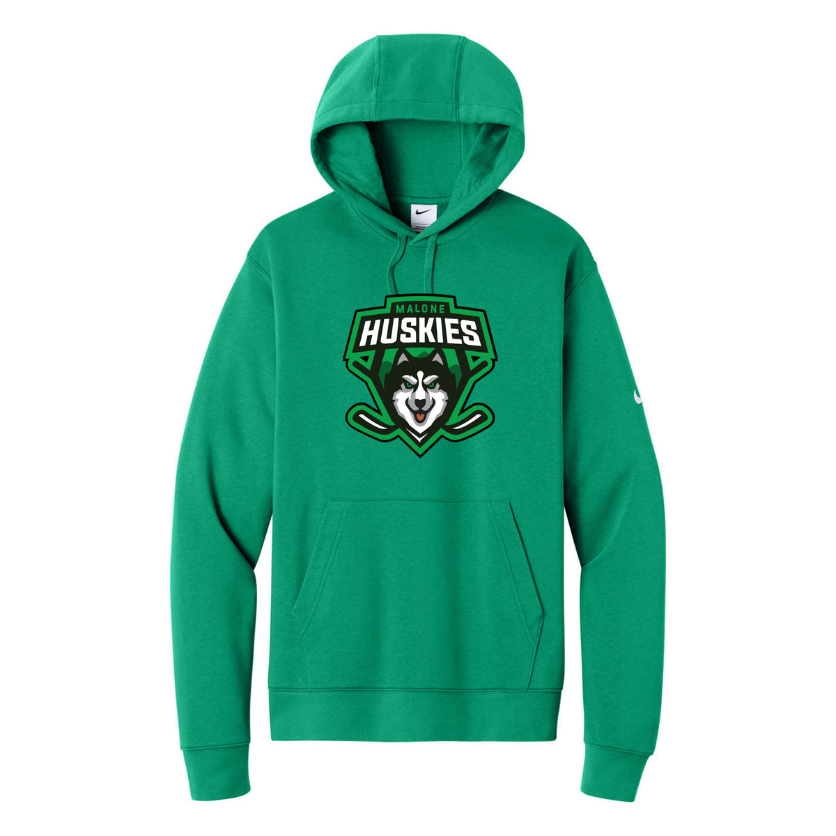 Nike Club Fleece Sleeve Swoosh Pullover Hoodie — Stadium Green, front
