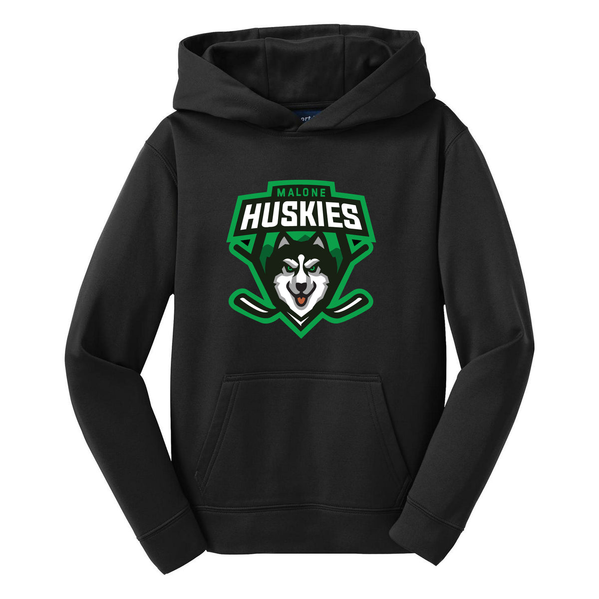 Sport-Tek Youth Sport-Wick Fleece Hooded Pullover — Black, front