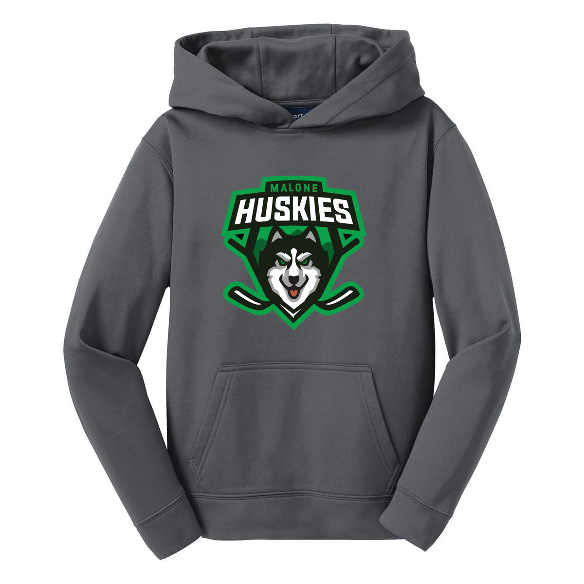 Sport-Tek Youth Sport-Wick Fleece Hooded Pullover — Dark Smoke Grey, front