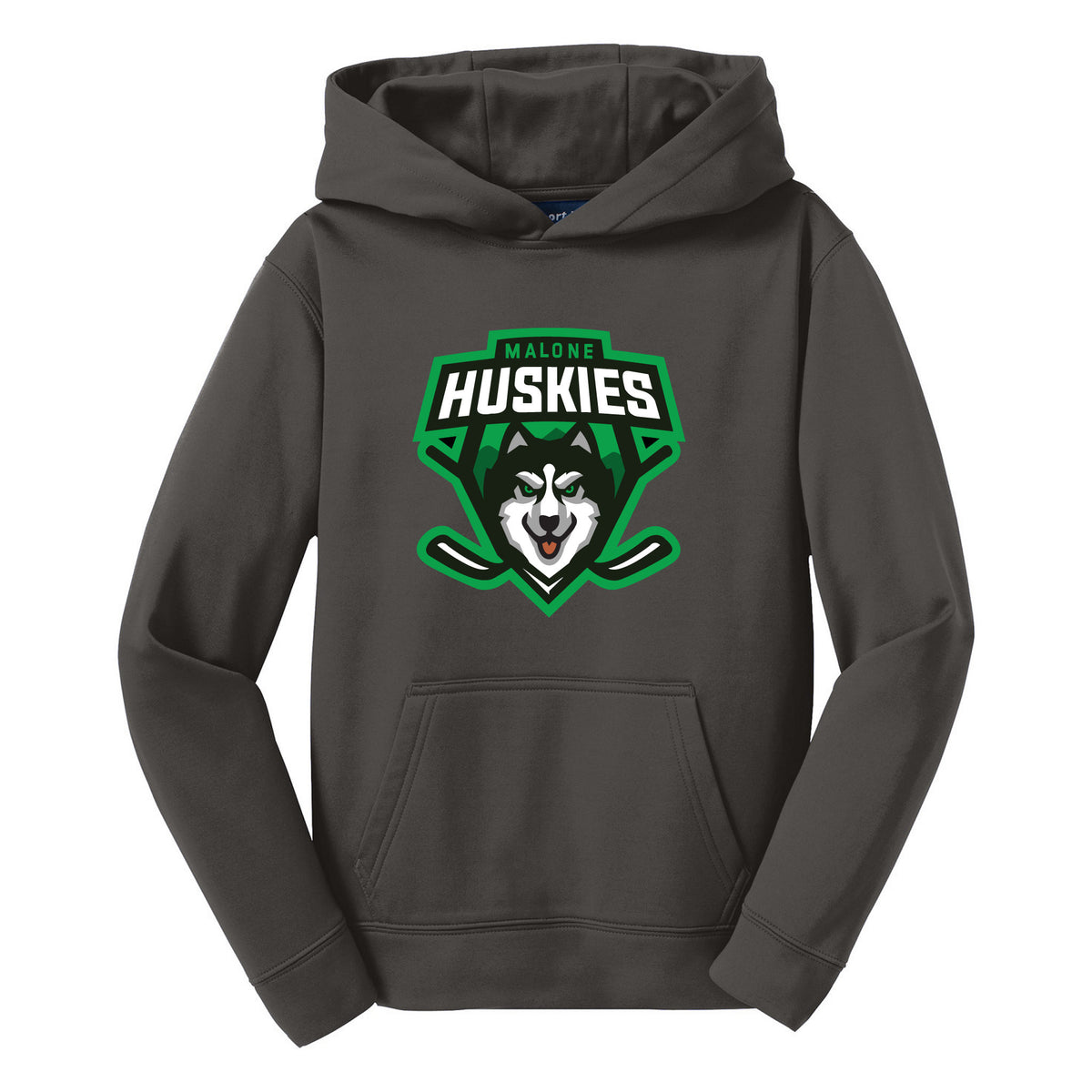 Sport-Tek Youth Sport-Wick Fleece Hooded Pullover — Iron Grey, front