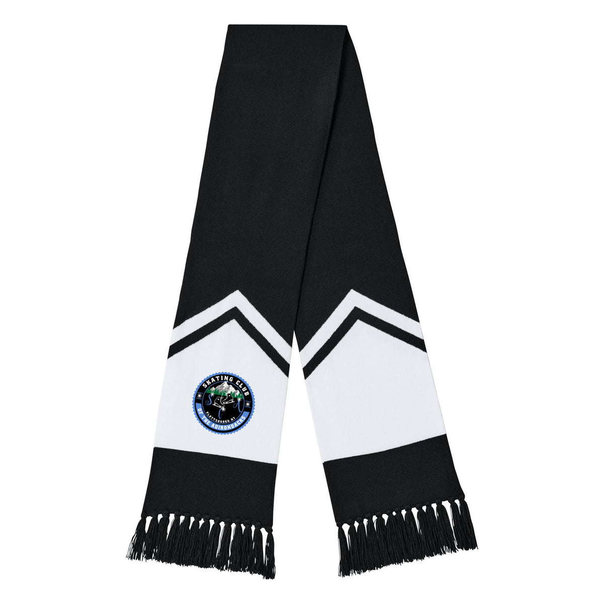 SCA Sport-Tek Gameday Scarf — Black/ White, Logo 1, front