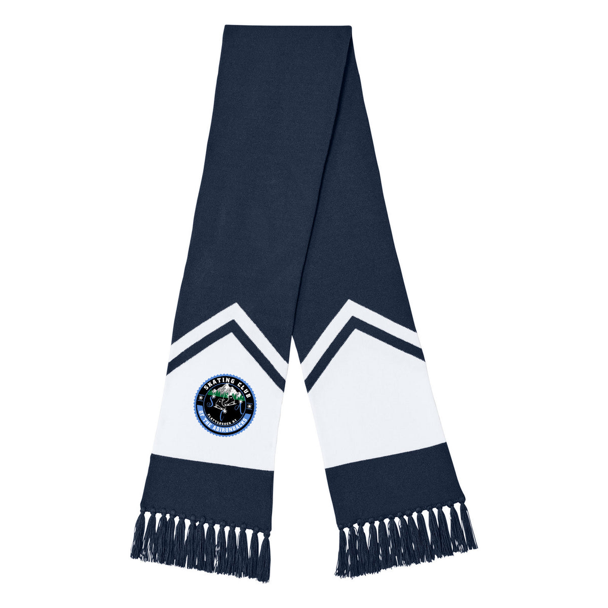 SCA Sport-Tek Gameday Scarf — True Navy/ White, Logo 1, front