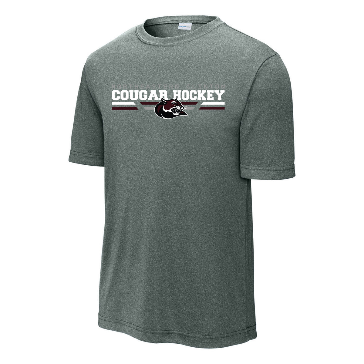 Cougars Sport-Tek PosiCharge Competitor Tee — Grey Concrete Heather, front