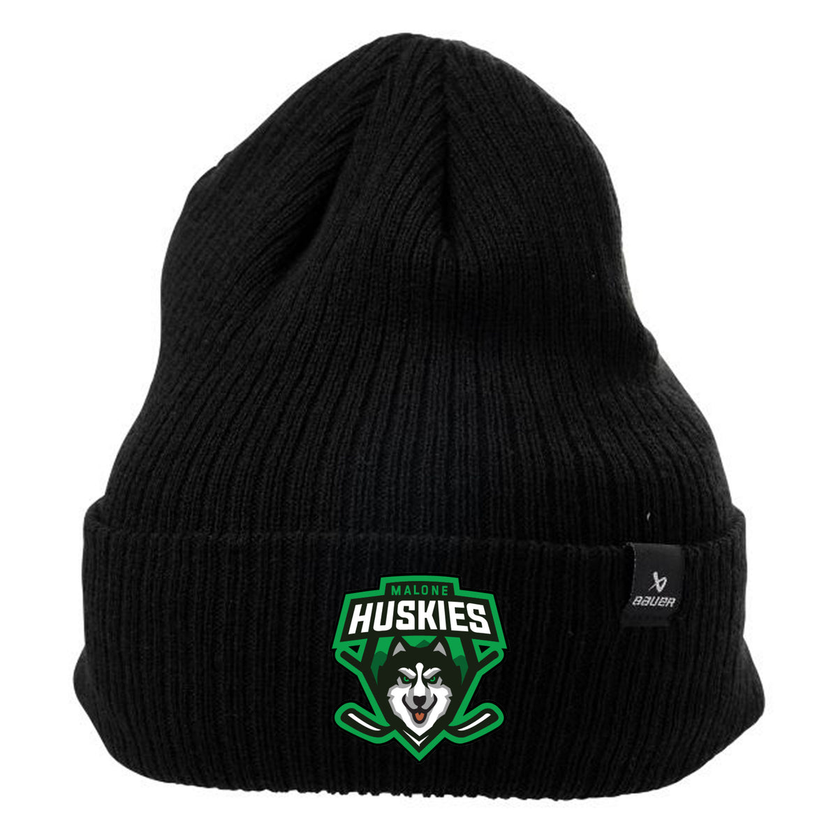 Embroidered Bauer S24 TEAM RIBBED TOQUE SR-BLACK — Black, front