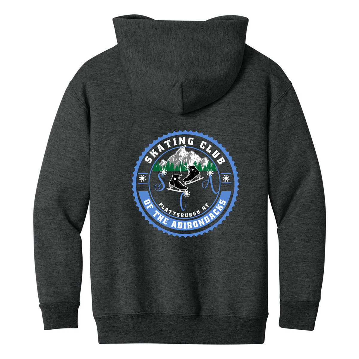 Jerzees - Youth NuBlend Pullover Hooded Sweatshirt — Black Heather, Logo 1, back
