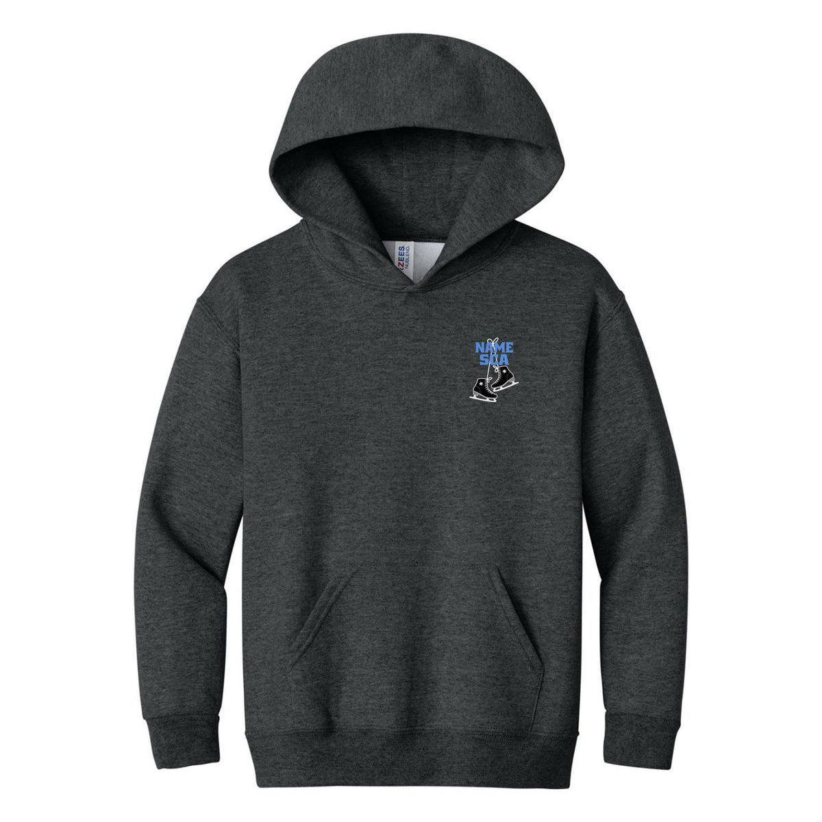Jerzees - Youth NuBlend Pullover Hooded Sweatshirt — Black Heather, Logo 1, front