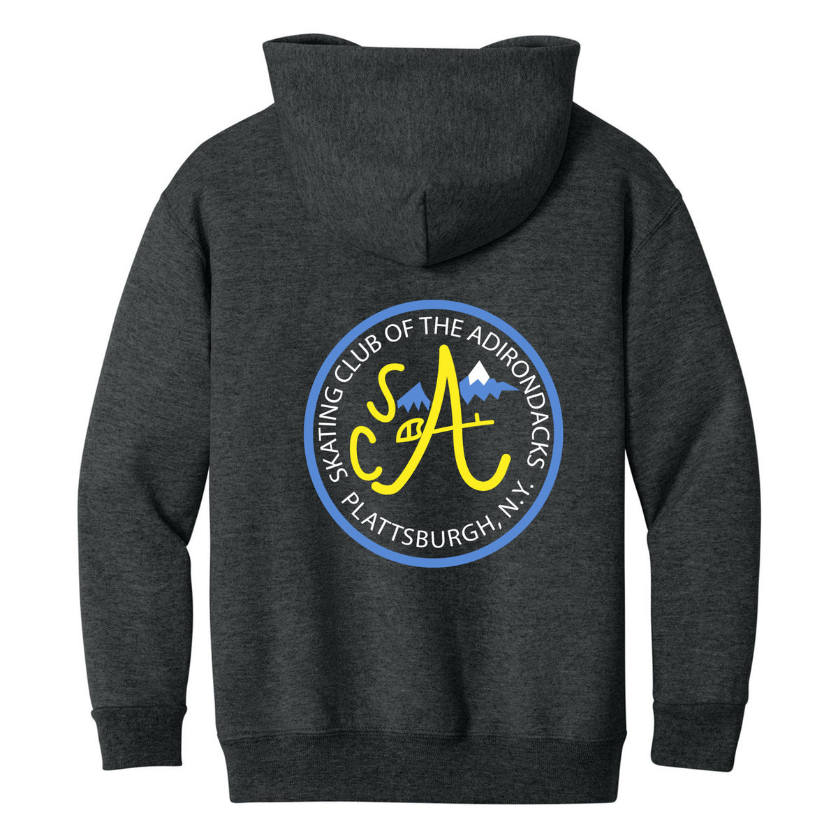 Jerzees - Youth NuBlend Pullover Hooded Sweatshirt — Black Heather, Logo 2, back