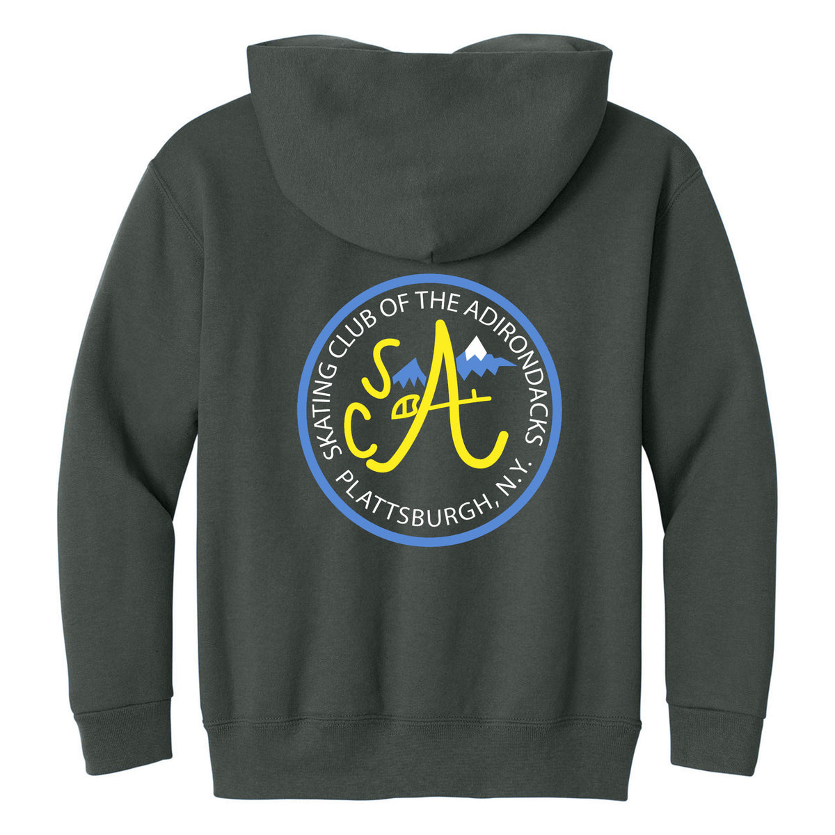 Jerzees - Youth NuBlend Pullover Hooded Sweatshirt — Charcoal Grey, Logo 2, back