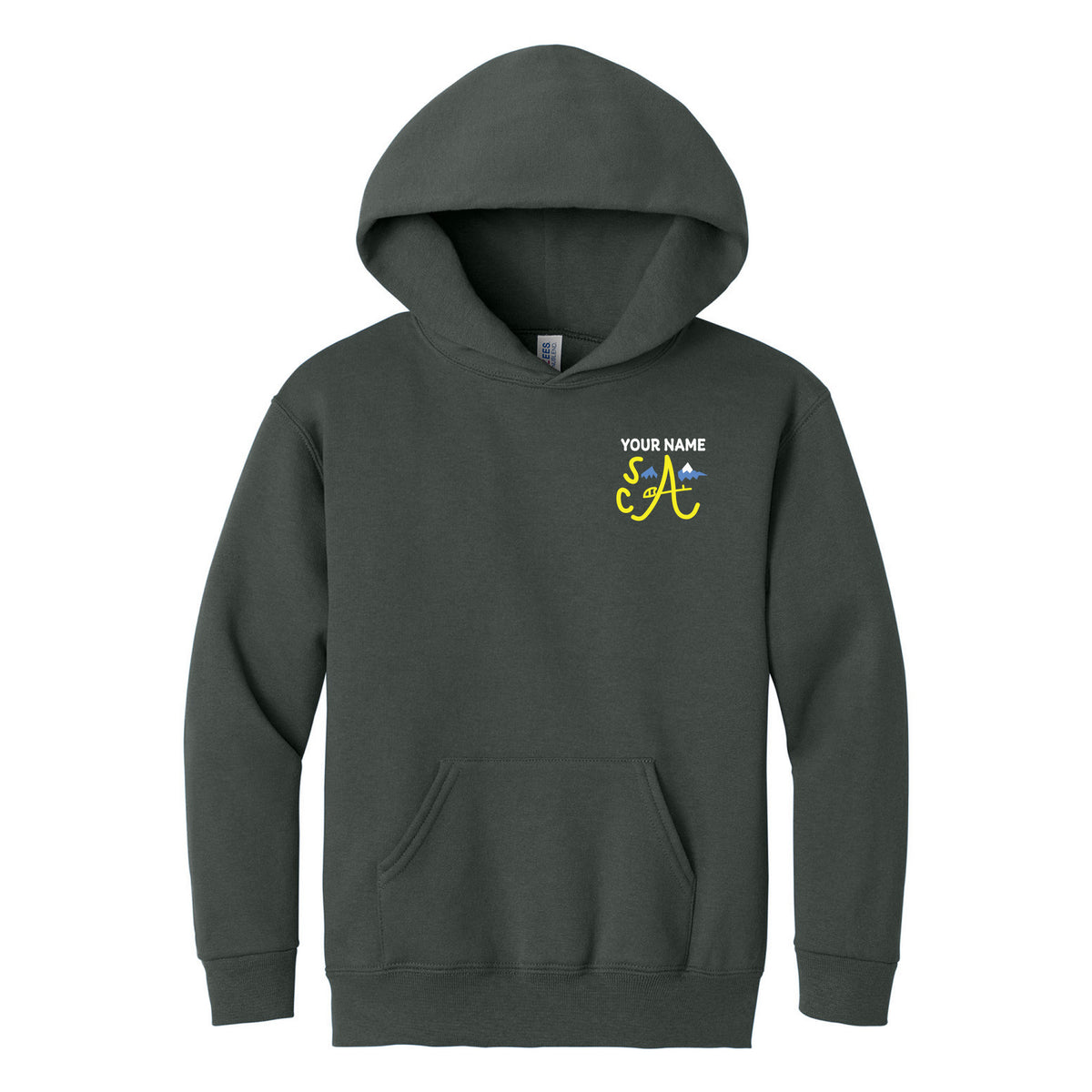 Jerzees - Youth NuBlend Pullover Hooded Sweatshirt — Charcoal Grey, Logo 2, front