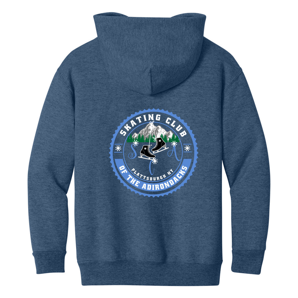 Jerzees - Youth NuBlend Pullover Hooded Sweatshirt — Vintage Heather Blue, Logo 1, back