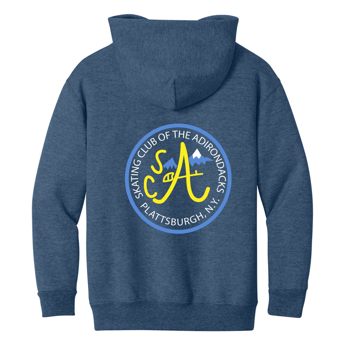Jerzees - Youth NuBlend Pullover Hooded Sweatshirt — Vintage Heather Blue, Logo 2, back