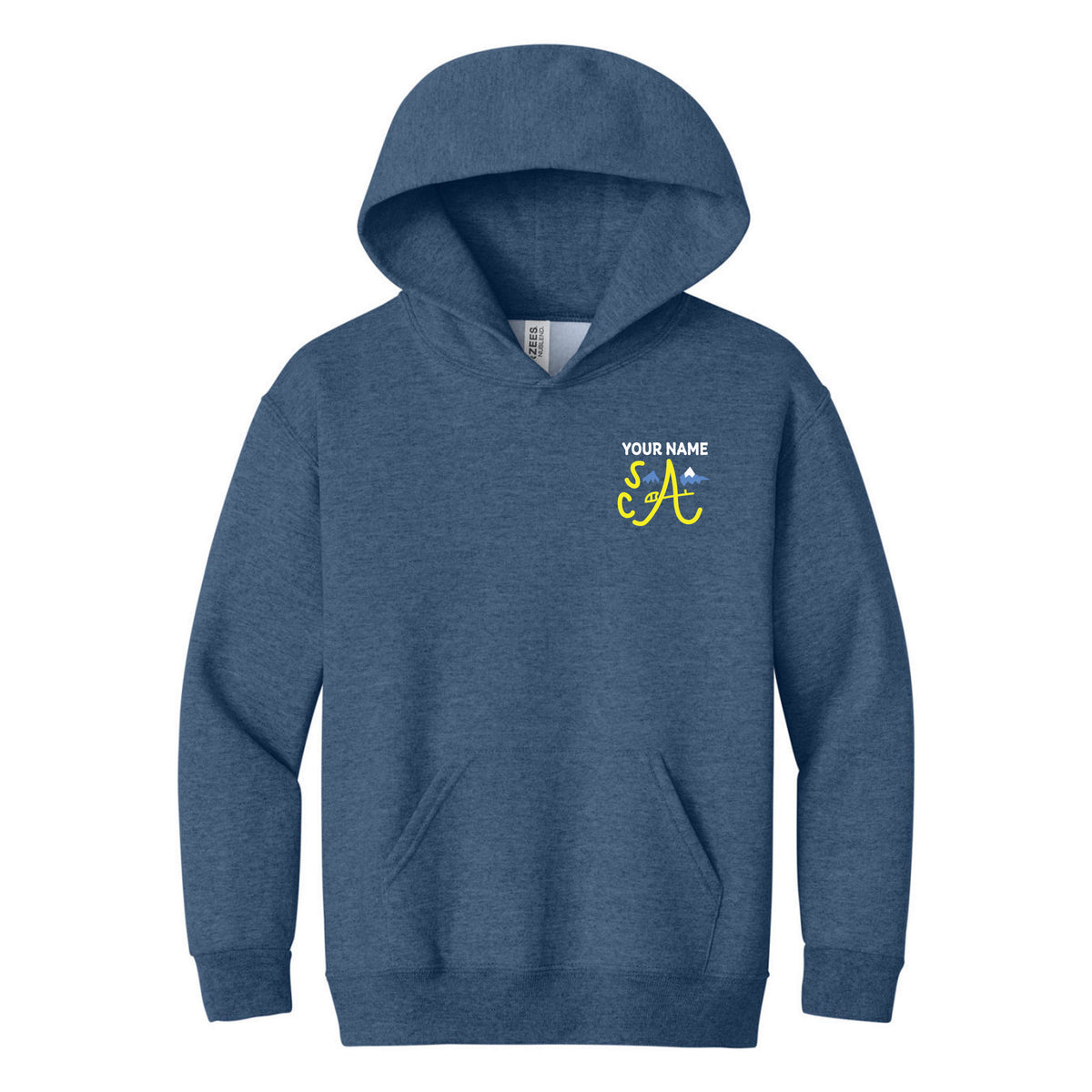 Jerzees - Youth NuBlend Pullover Hooded Sweatshirt — Vintage Heather Blue, Logo 2, front