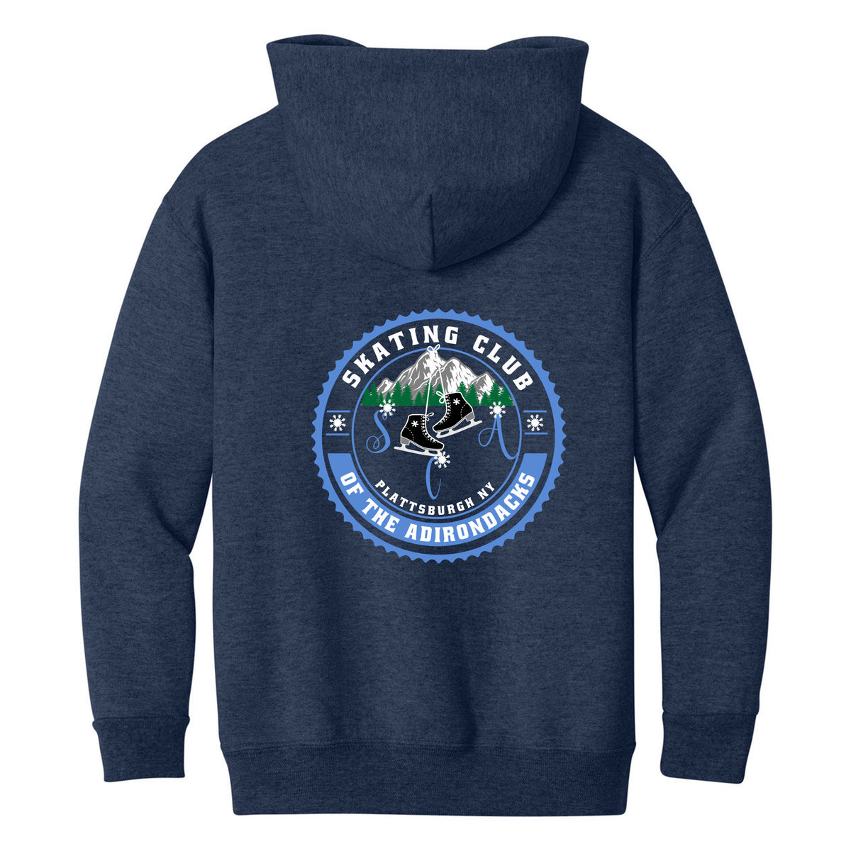 Jerzees - Youth NuBlend Pullover Hooded Sweatshirt — Vintage Heather Navy, Logo 1, back