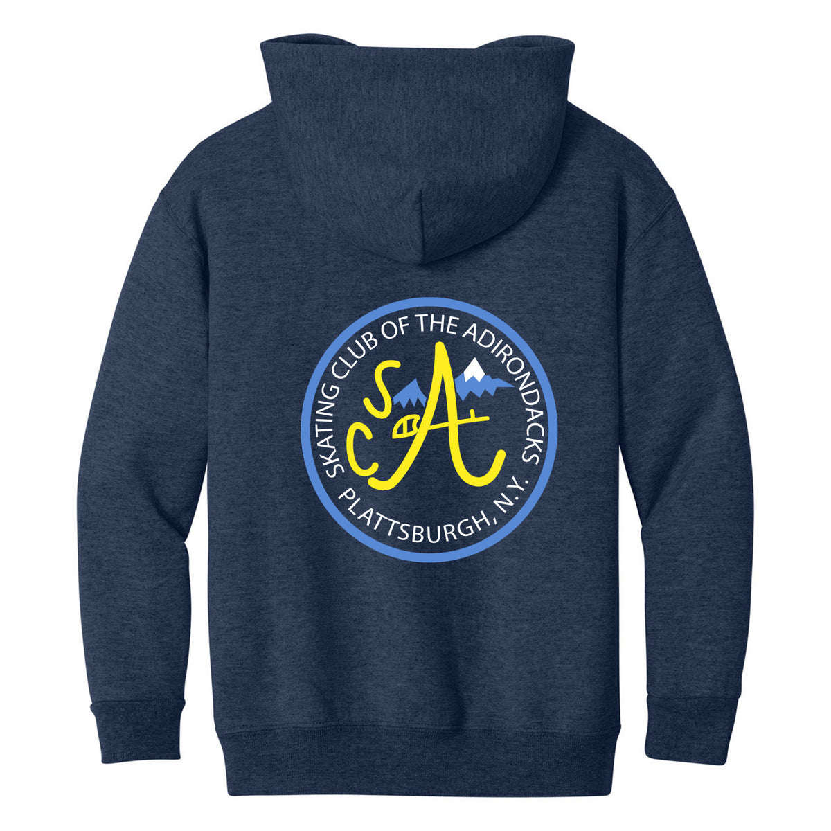 Jerzees - Youth NuBlend Pullover Hooded Sweatshirt — Vintage Heather Navy, Logo 2, back