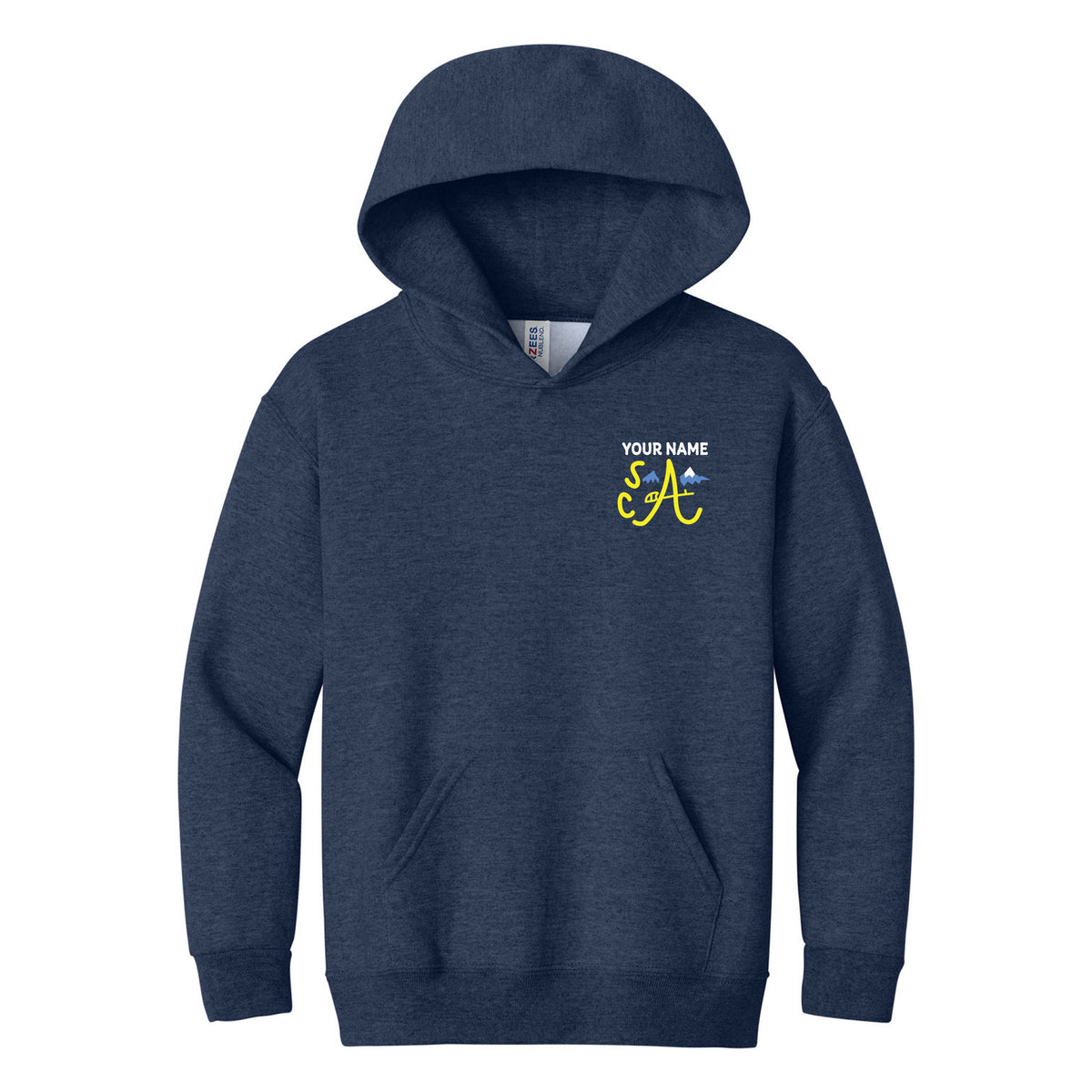 Jerzees - Youth NuBlend Pullover Hooded Sweatshirt — Vintage Heather Navy, Logo 2, front