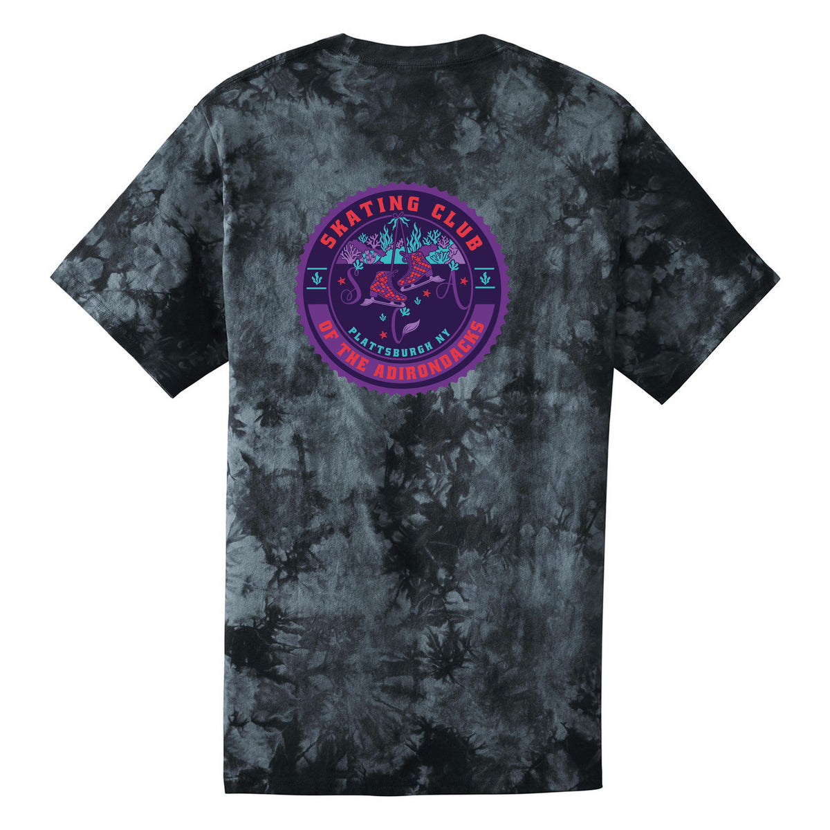 Port & Co Crystal Tie-Dye Tee — Black, Logo 2, back