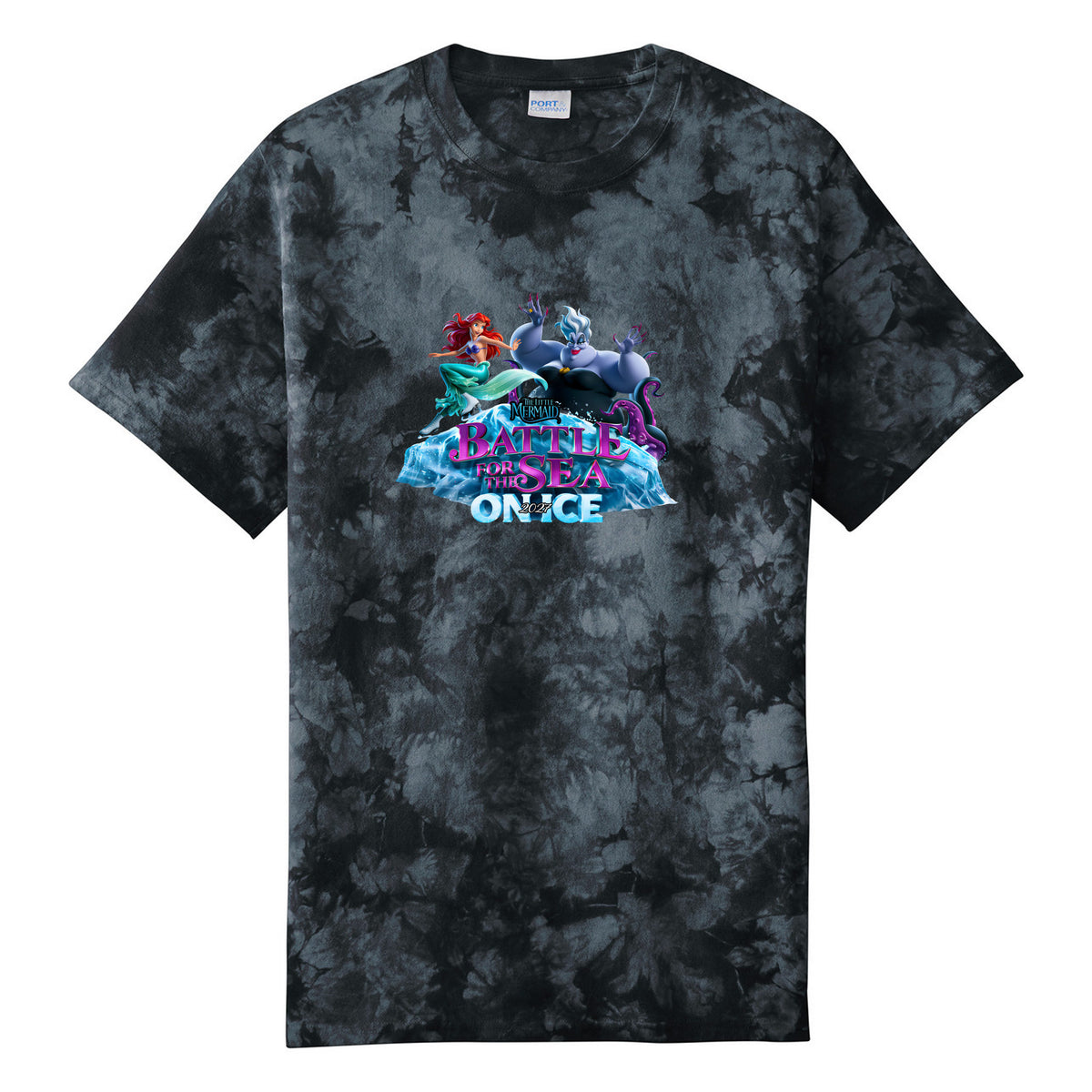 Port & Co Crystal Tie-Dye Tee — Black, Logo 2, front