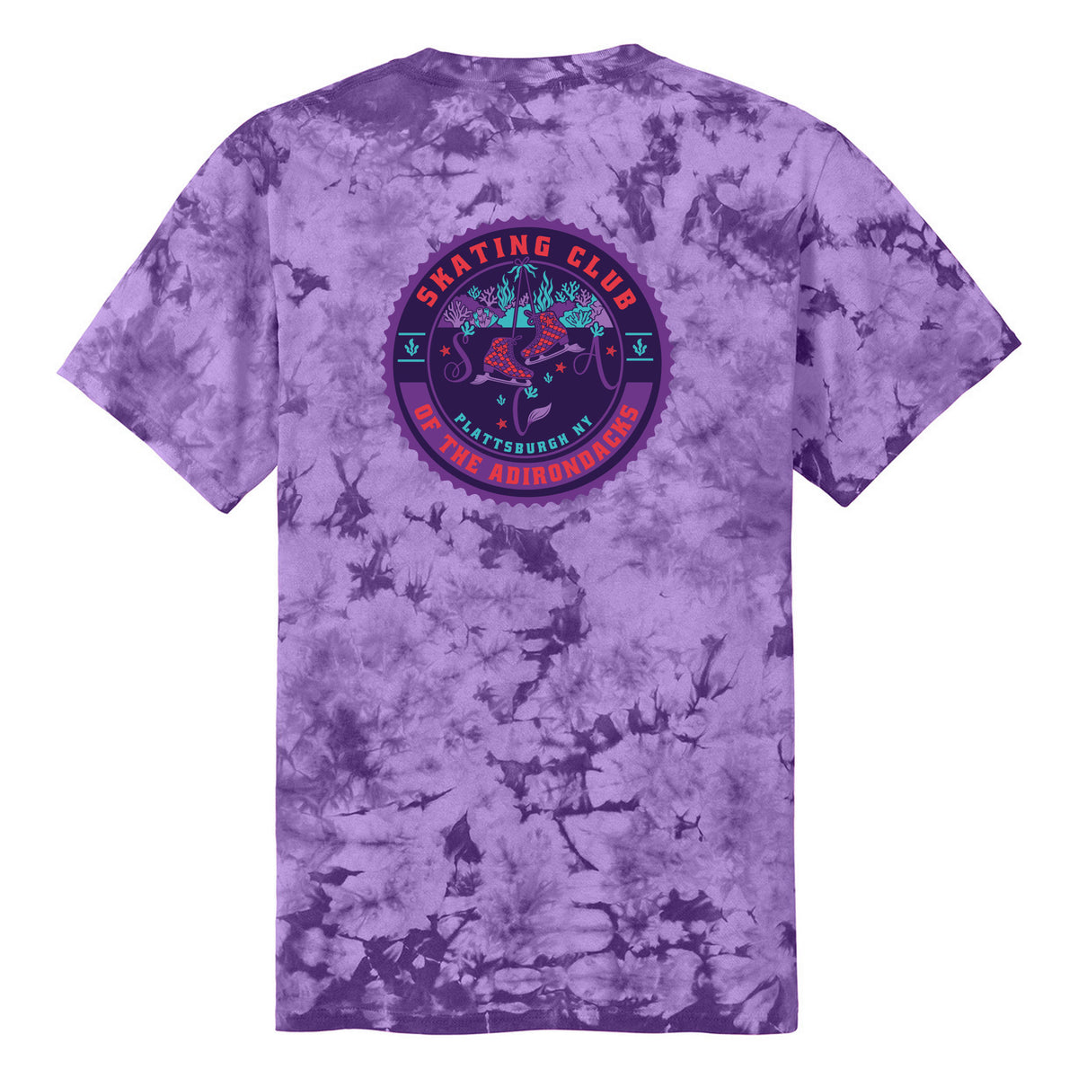 Port & Co Crystal Tie-Dye Tee — Purple, Logo 2, back