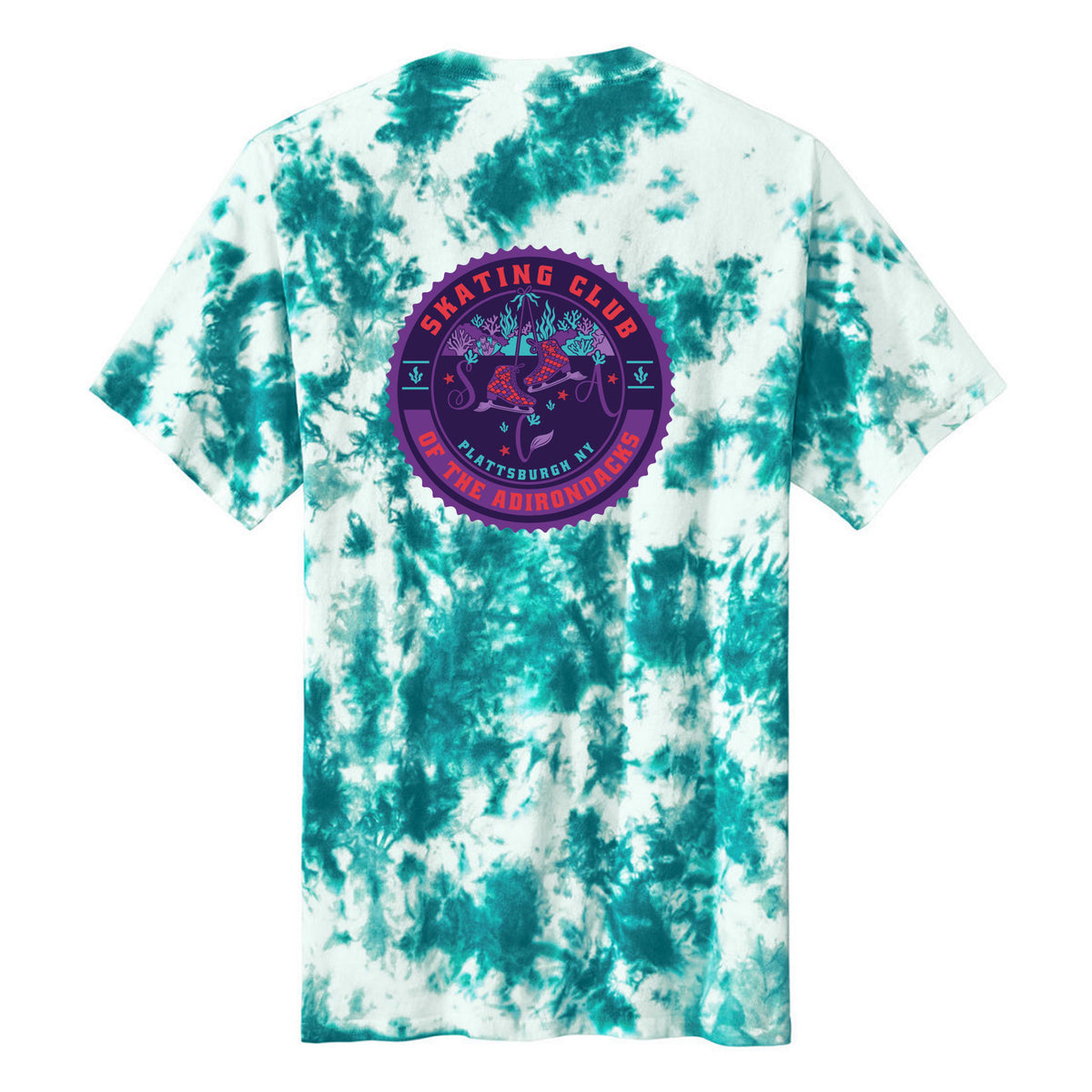 Port & Co Crystal Tie-Dye Tee — Teal, Logo 2, back