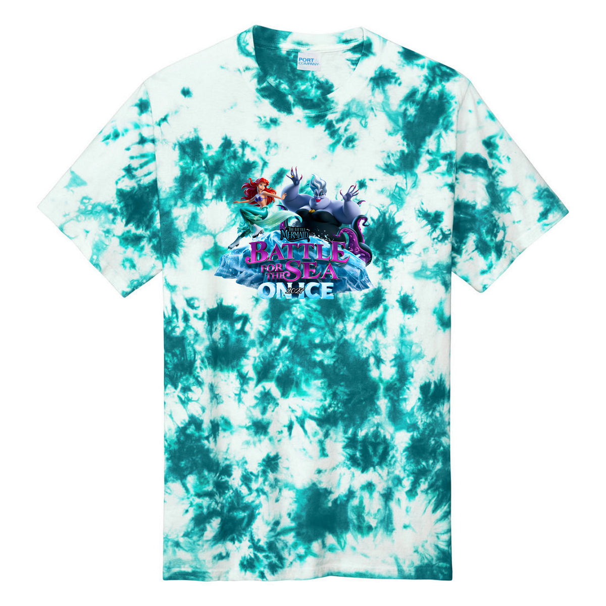 Port & Co Crystal Tie-Dye Tee — Teal, Logo 2, front