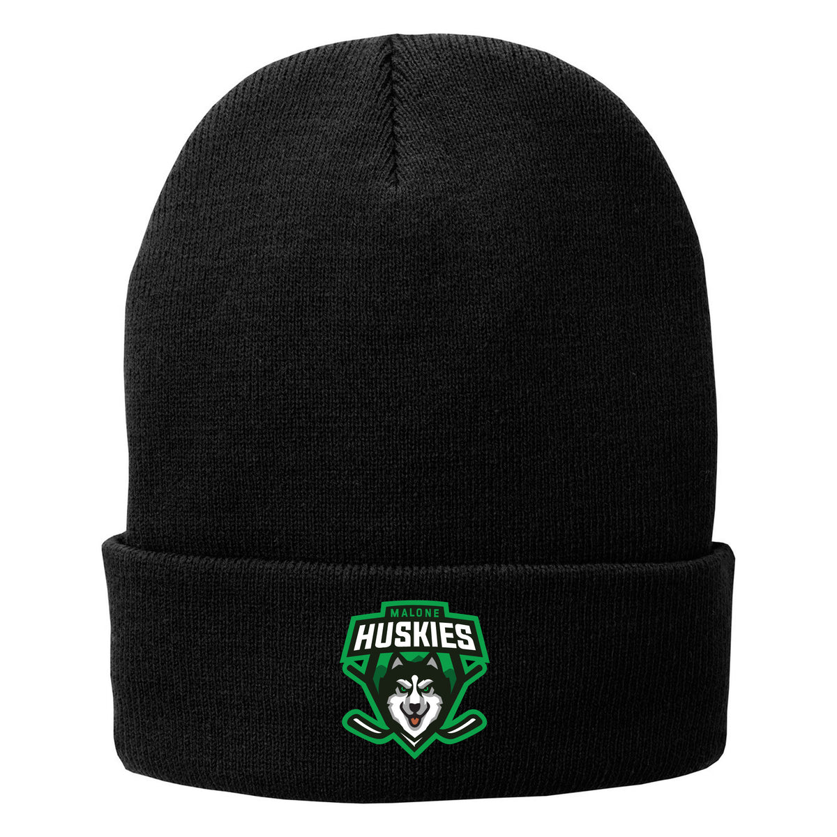 Port Authority Fleece-Lined Knit Cap — Black, front