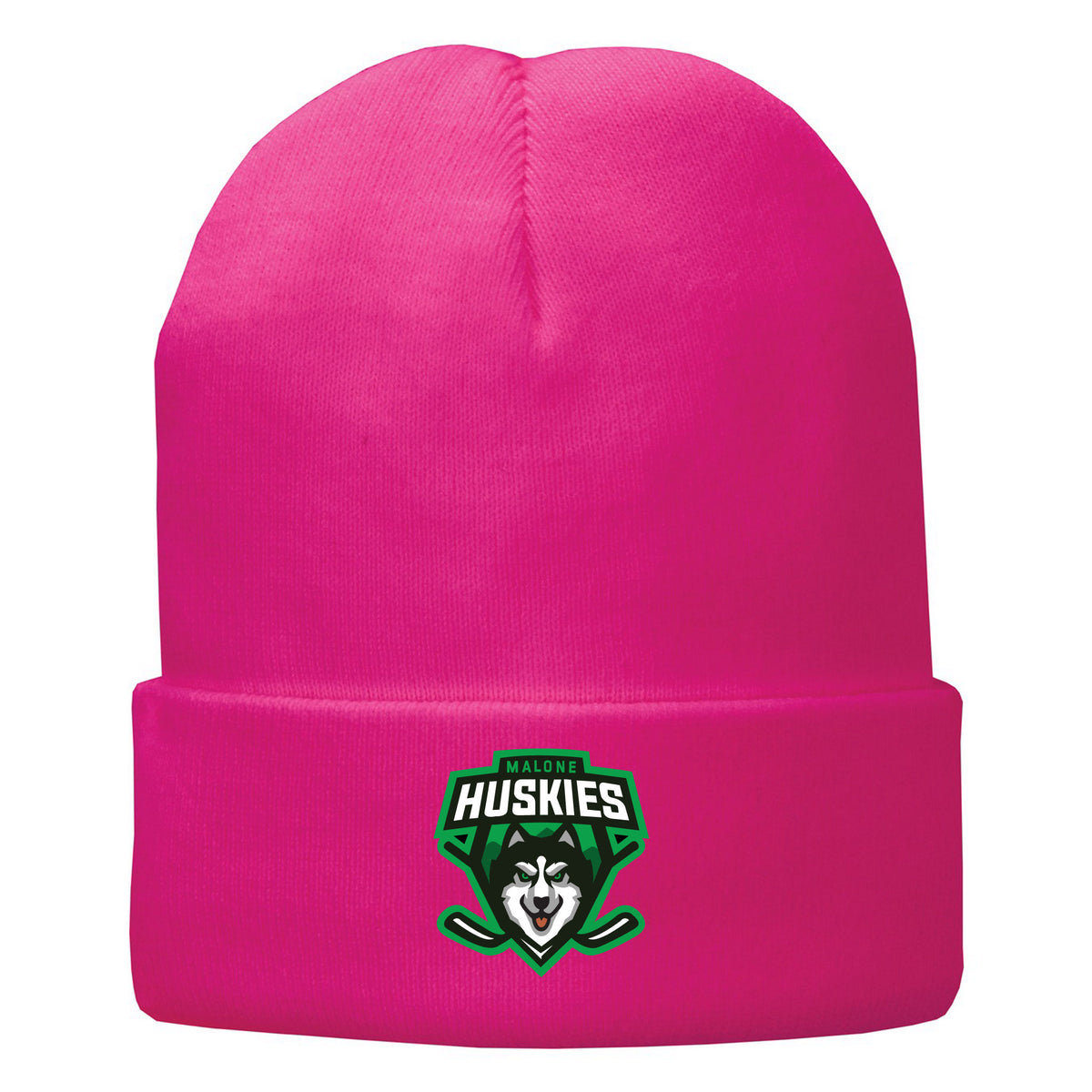Port Authority Fleece-Lined Knit Cap — Neon Pink Glo, front
