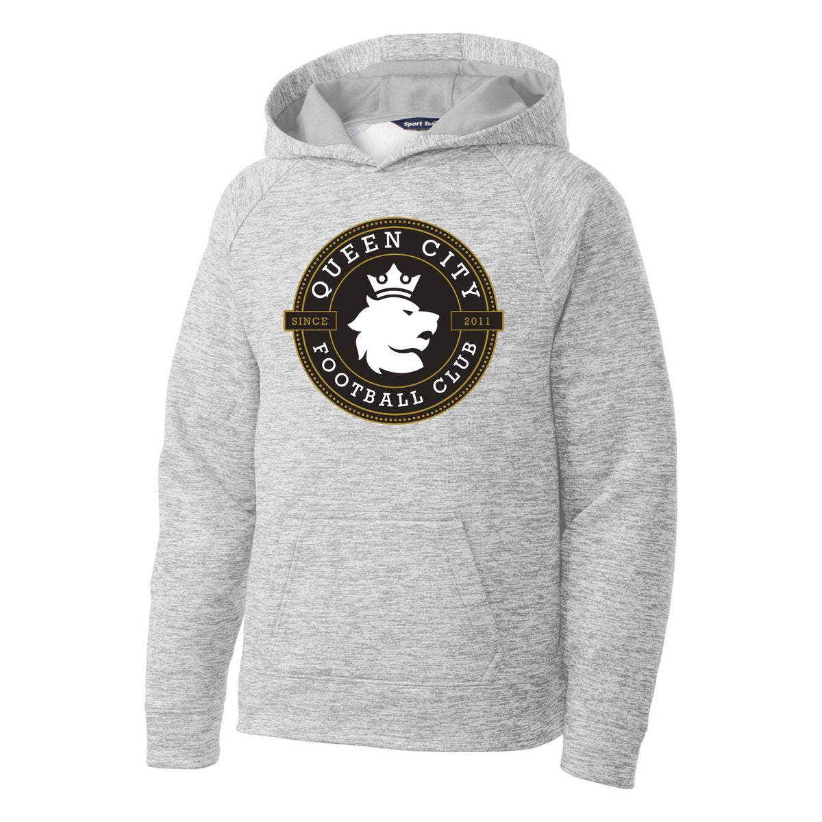 Sport-Tek Youth PosiCharge Electric Heather Fleece Hooded Pullover — Silver Electric, front