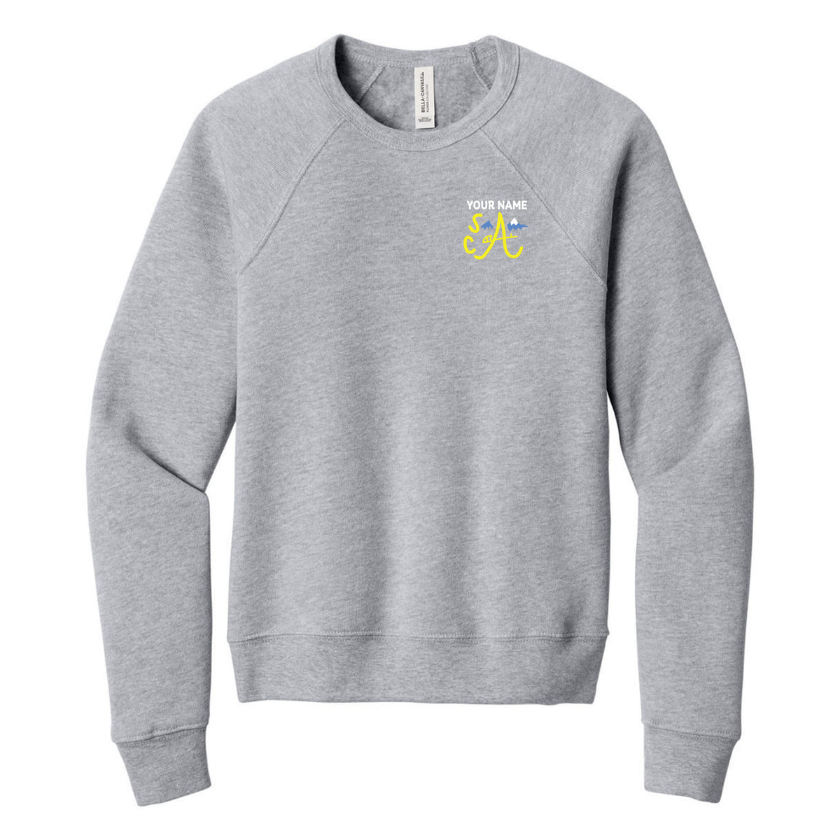 BELLA+CANVAS Youth Sponge Fleece Raglan Sweatshirt — Athletic Heather, Logo 1, front