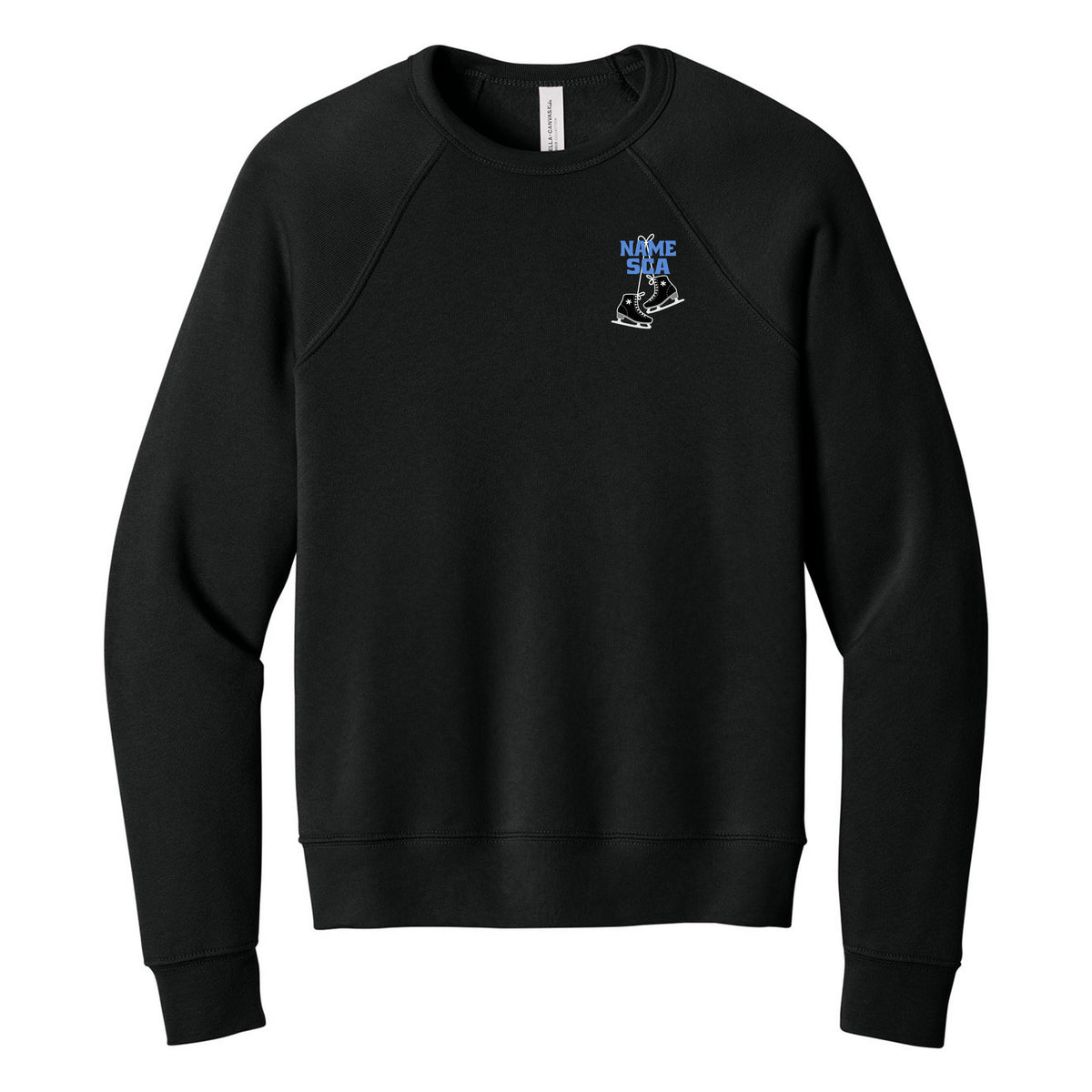 BELLA+CANVAS Youth Sponge Fleece Raglan Sweatshirt — Black, Logo 2, front
