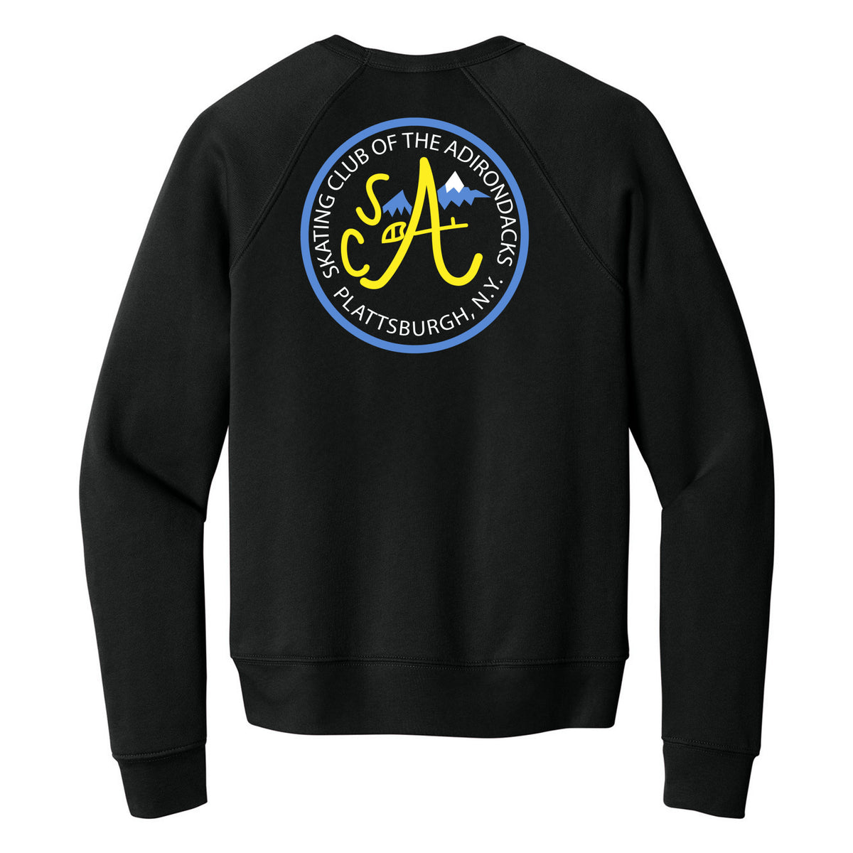 BELLA+CANVAS Youth Sponge Fleece Raglan Sweatshirt — Black, Logo 1, back