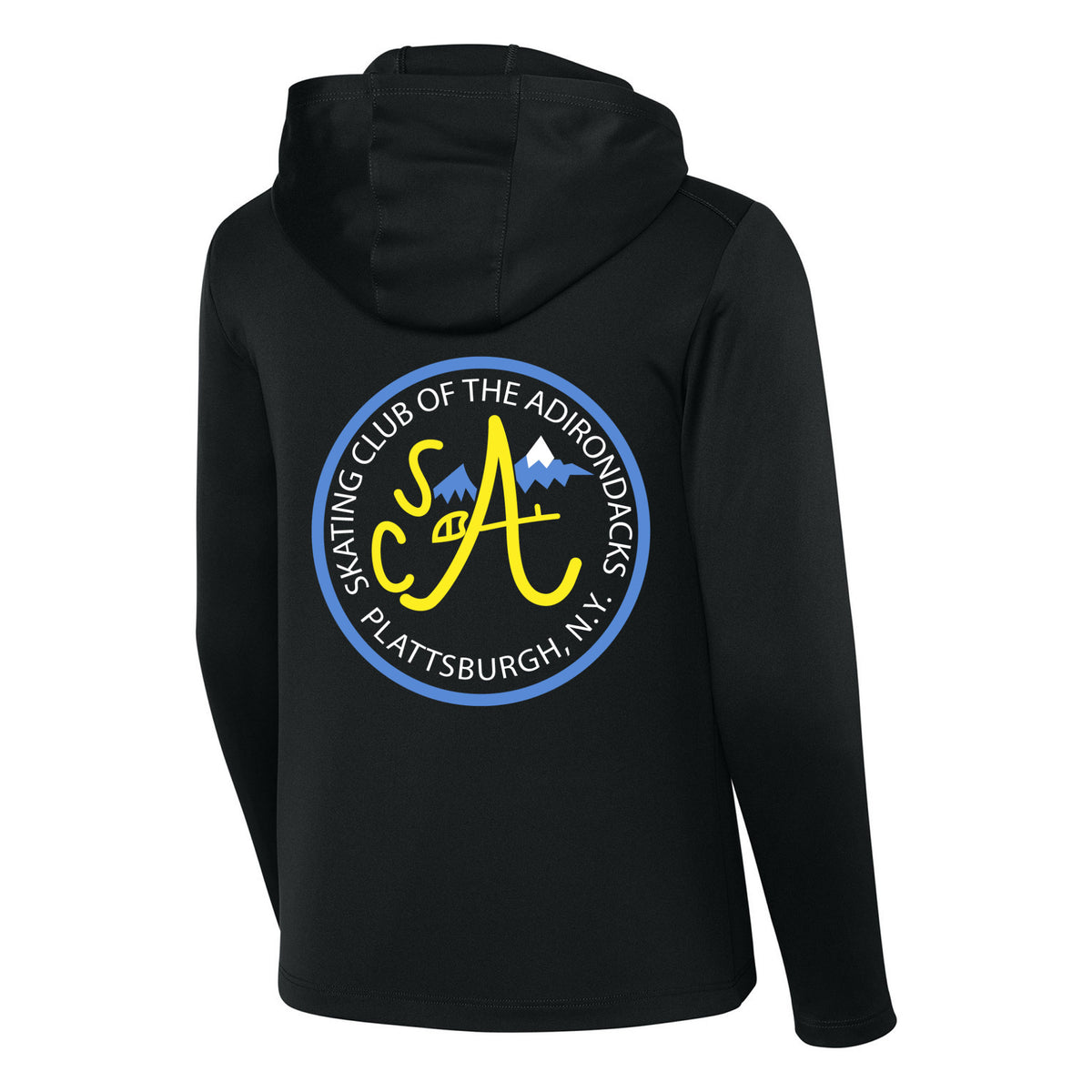 Youth Posi-UV Pro Long Sleeve Hoodie — Black, Logo 2, back