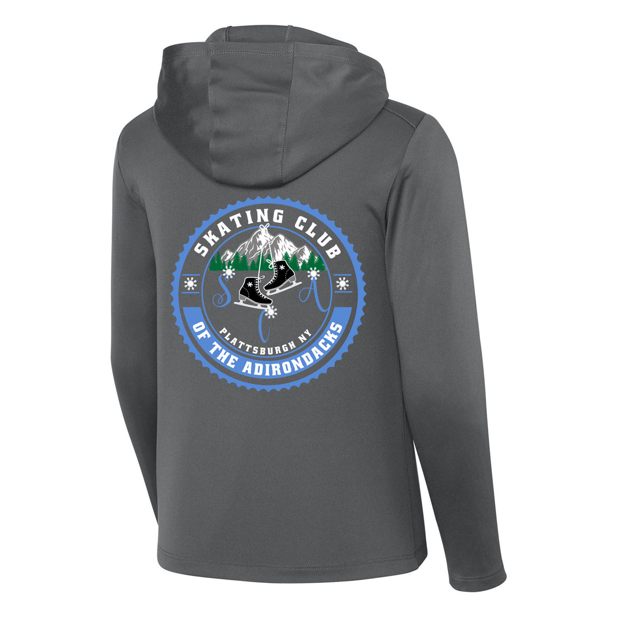 Youth Posi-UV Pro Long Sleeve Hoodie — Dark Smoke Grey, Logo 1, back