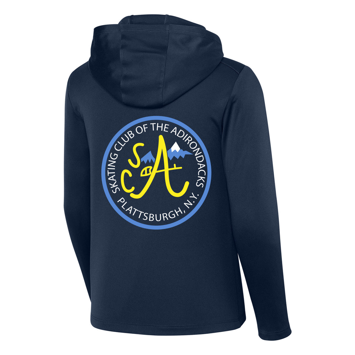 Youth Posi-UV Pro Long Sleeve Hoodie — True Navy, Logo 2, back
