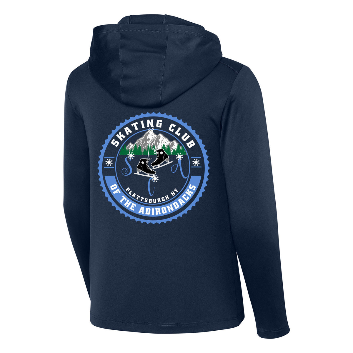 Youth Posi-UV Pro Long Sleeve Hoodie — True Navy, Logo 1, back