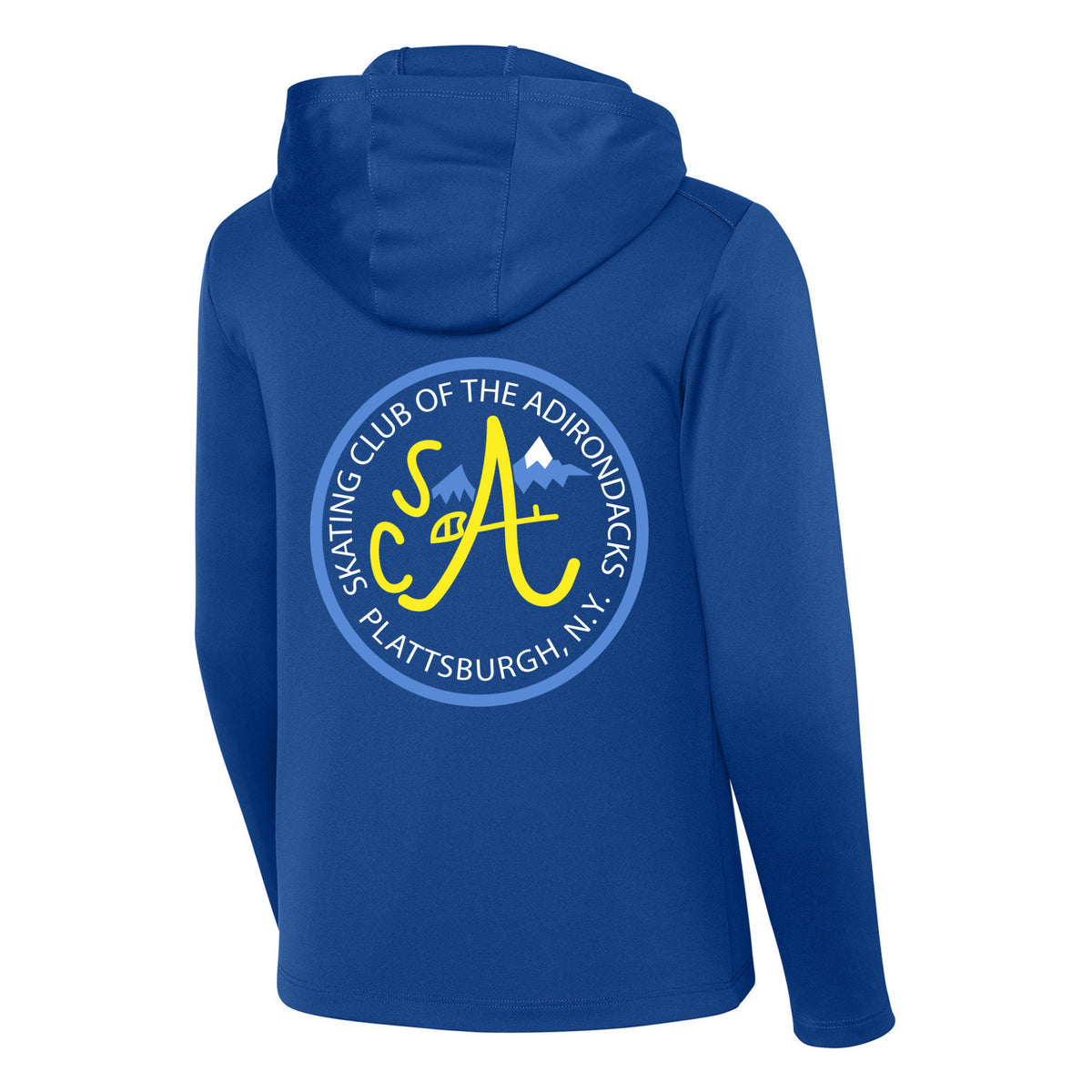 Youth Posi-UV Pro Long Sleeve Hoodie — True Royal, Logo 2, back