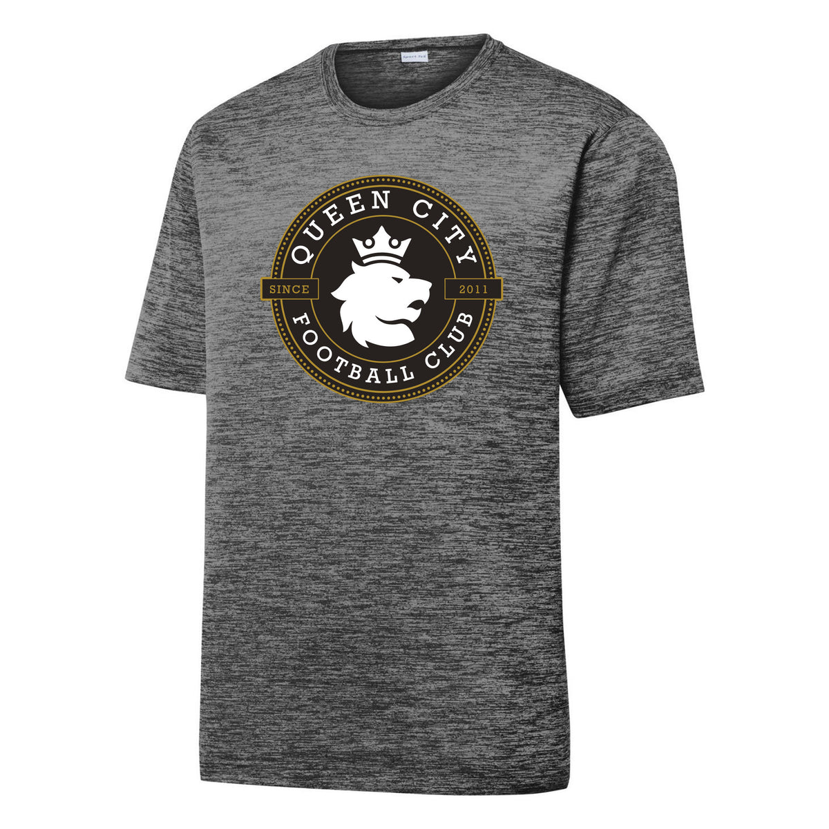 Sport-Tek PosiCharge Electric Heather Tee — Grey-Black Electric, front