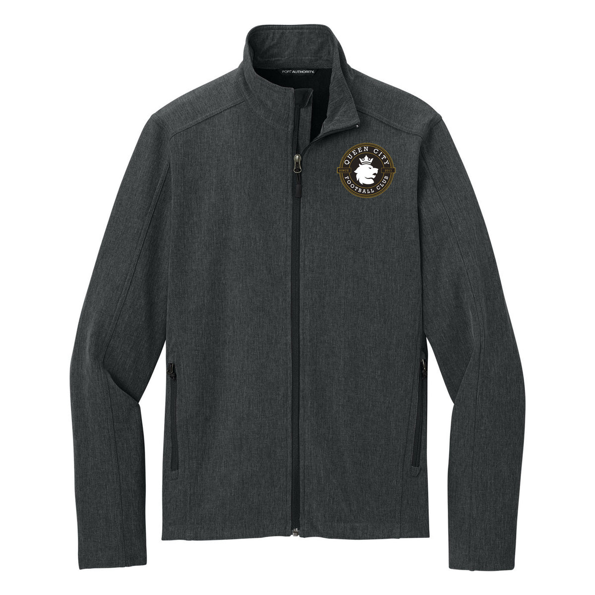 Port Authority Core Soft Shell Jacket — Black Charcoal Heather, front