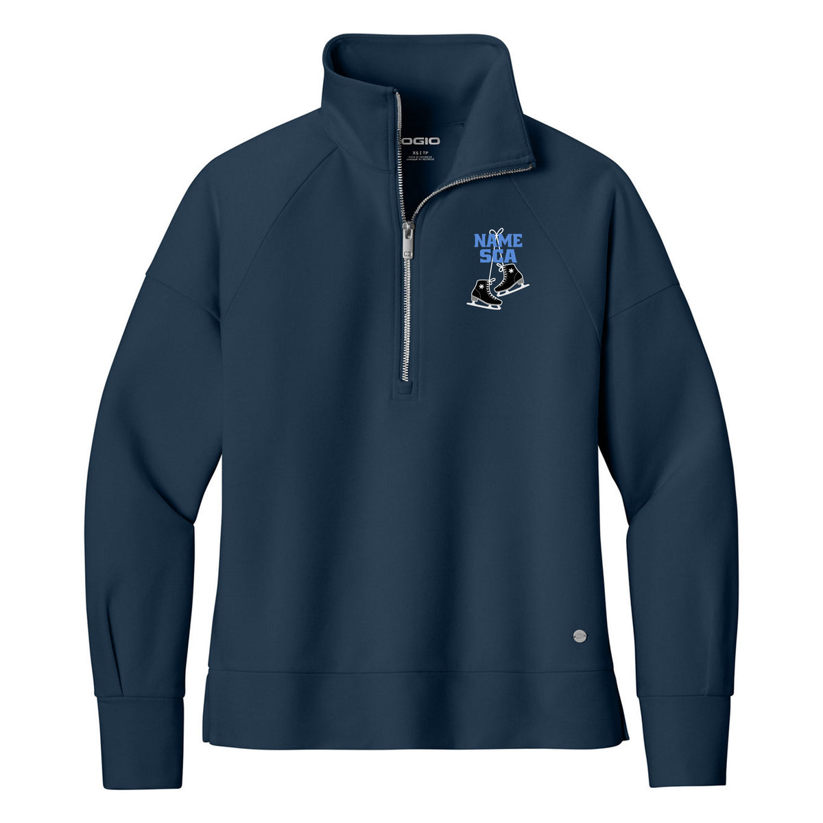 OGIO Women's Luuma 1/2-Zip — River Blue Navy, Logo 2, front