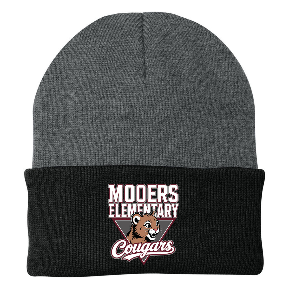 Cobras Teacher Knit Beanie — Athletic Oxford/ Black, Logo 2, front